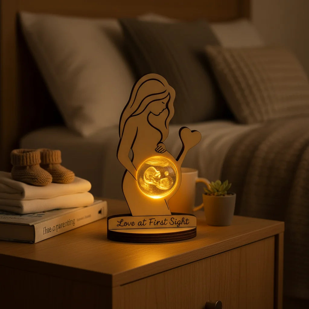 Custom Photo Night Light Personalized 3D Crystal Ball LED Lamp for Baby Ultrasound Wedding Couple Parents Keepsake Decor Gift